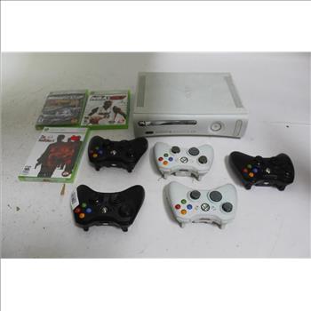 Xbox 360 Game Console, Wireless Controllers, & Games; 10 Pieces