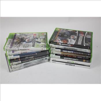 XBox And Wii Games With Wii RVL-001 And Xbox 360 Controllers, 20 Pieces