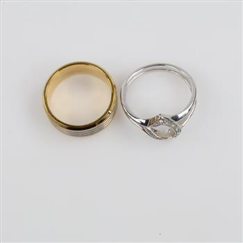 Yellow And Grey Metal Fashion Rings, 2 Pieces
