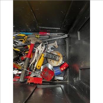 Yellow Bin With Husky Screwdrivers, Jaw Locking Pliers, Folding Nut Driver Set, And More