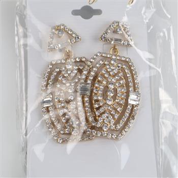 Yellow Metal Clear Stone Fashion Drop Earrings