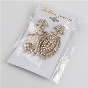 Yellow Metal Clear Stone Fashion Drop Earrings
