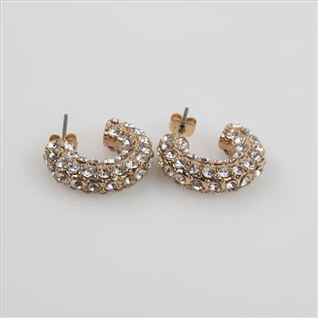 Yellow Metal Clear Stone Fashion Earrings