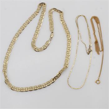 Yellow Metal Fashion Necklaces, 3 Pieces
