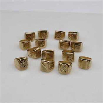 Yellow Metal Fashion Rings, 12+ Pieces