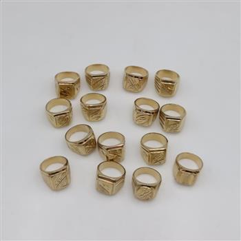 Yellow Metal Fashion Rings, 12+ Pieces