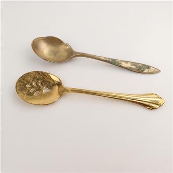 Yellow Metal Flatware Spoons, 2 Pieces