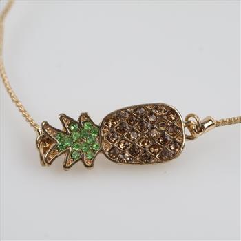 Yellow Metal Pineapple Charm Fashion Slider Bracelet