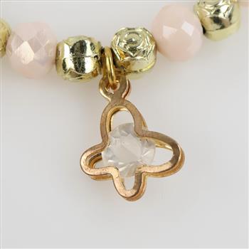 Yellow Metal & Pink Beaded Fashion Bracelet