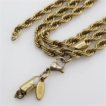 Yellow Metal Rope Chain Necklace