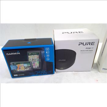 Zooka Speaker Bar, Garmin Nuvi 2555, And Pure Jongo A2 Audio Adapter, 3 Pieces