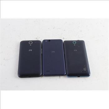 ZTE Cell Phone Lot, 3 Pieces, Sold For Parts