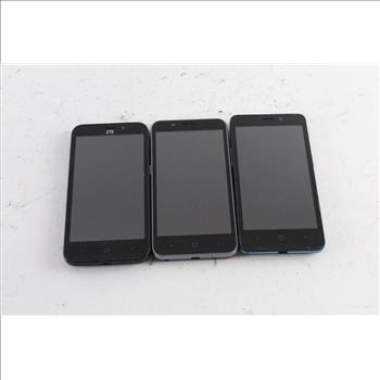 ZTE Cell Phone Lot, 3 Pieces, Sold For Parts