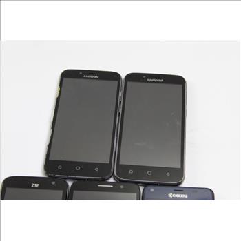 Zte, Coolpad, Kyocera, Alcatel Cell Phone Lot,  5 Pieces, Sold For Parts