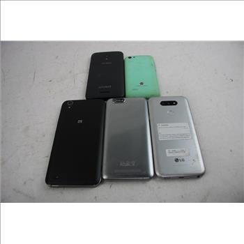 ZTE, LG, And More Cell Phone Lot, 5 Pieces, Sold For Parts