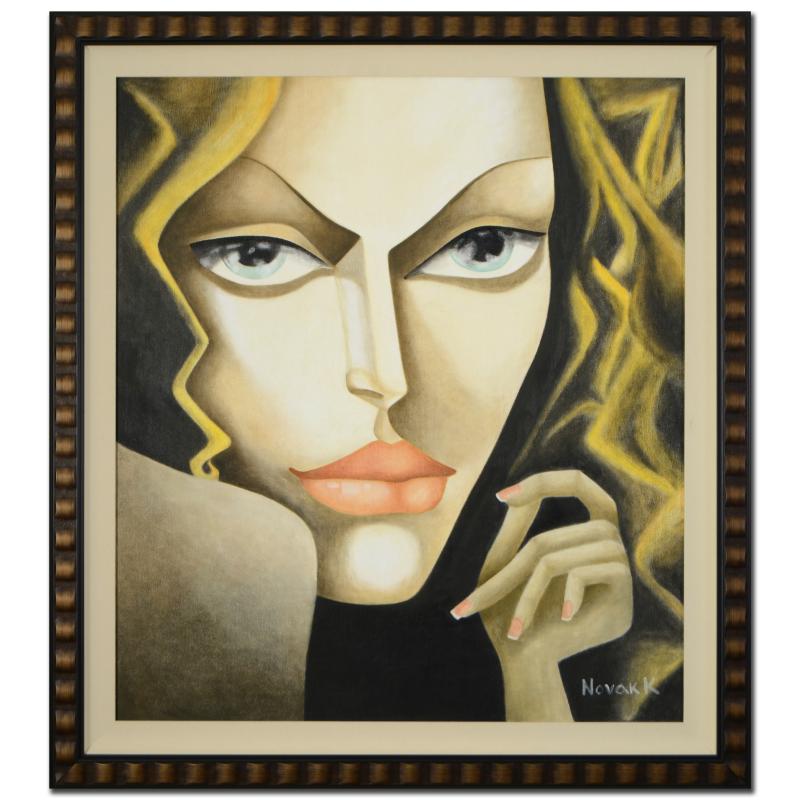 Kristina Novak! "Portrait of Character" Framed Original Oil Painting on
