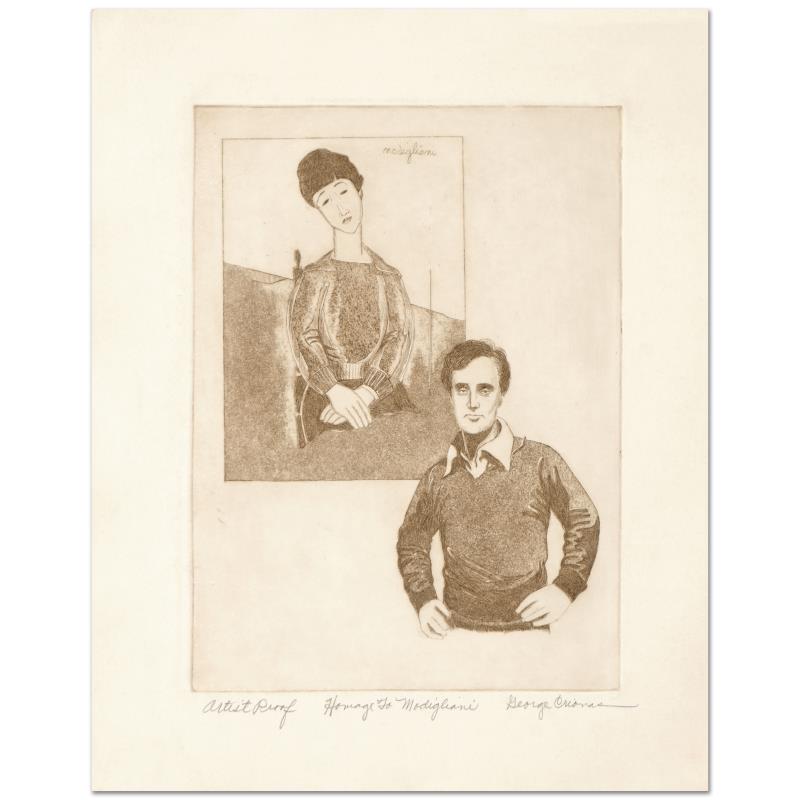 GEORGE CRIONAS /"HOMAGE TO MODIGLIANI/" Hand Signed Limited Edition Etching Art