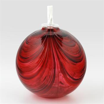 “Round Oil Lamp - Valentine” Hand-Blown Glass Oil Lamp by Glass Eye Studio! Made w/Ash from Mt. St. Helens 1980 Eruption!