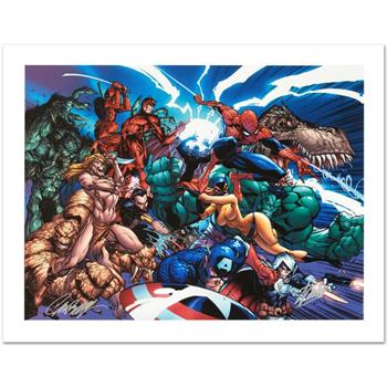 Marvel Comics, Ltd Ed Giclee on Canvas by J. Scott Campbell, Numbered & Hand Signed by Campbell and Stan Lee w/Cert