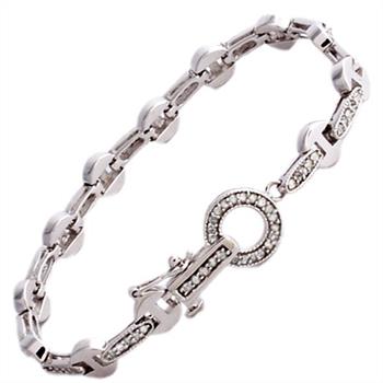 1.06ctw Genuine Diamond Designer Tennis Bracelet in Rhodium Plated 925 Sterling Silver RETAIL $2,030
