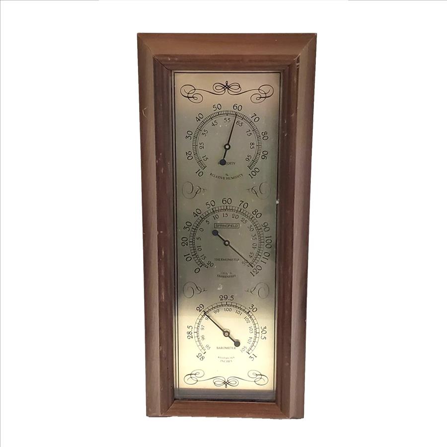 Vintage USA Springfield Instrument Co. Thermometer Barometer Humidity Meter
