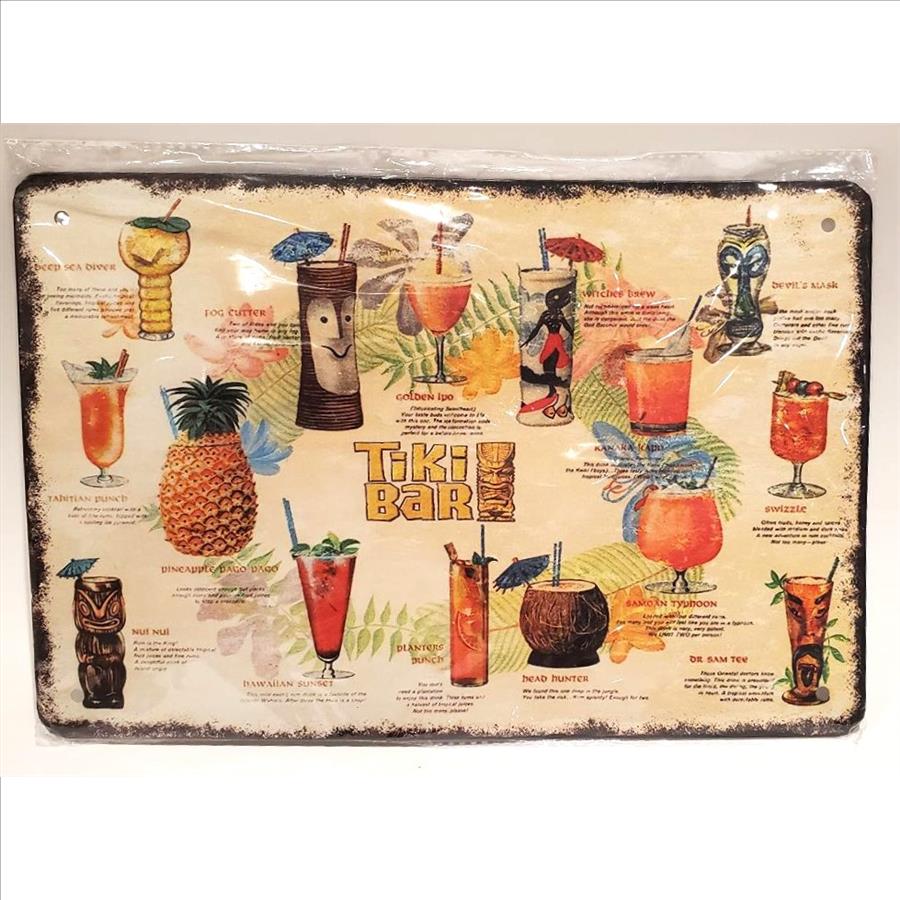 LANOLU Retro Tin Sign 20x30cm – Tiki Bar & Cocktail Lounge Decor – Surf Pool Theme