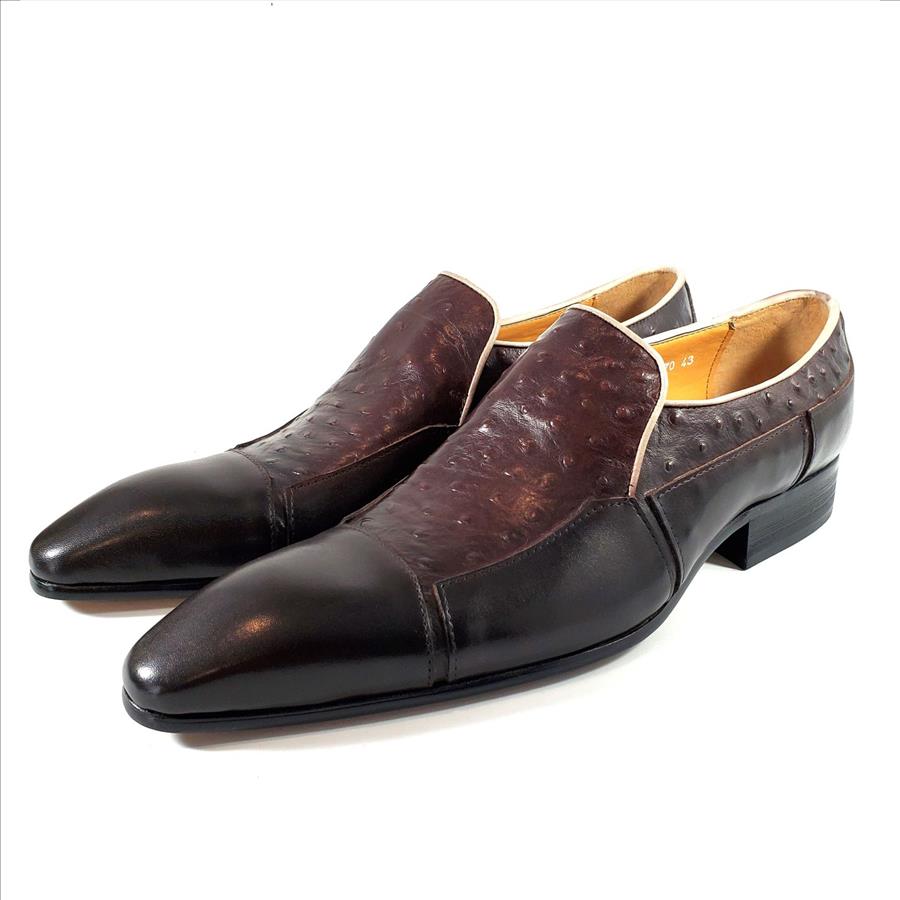 Men's Daochen Faux Leather Slip On Oxford Shoes Brown Size 9/9.5