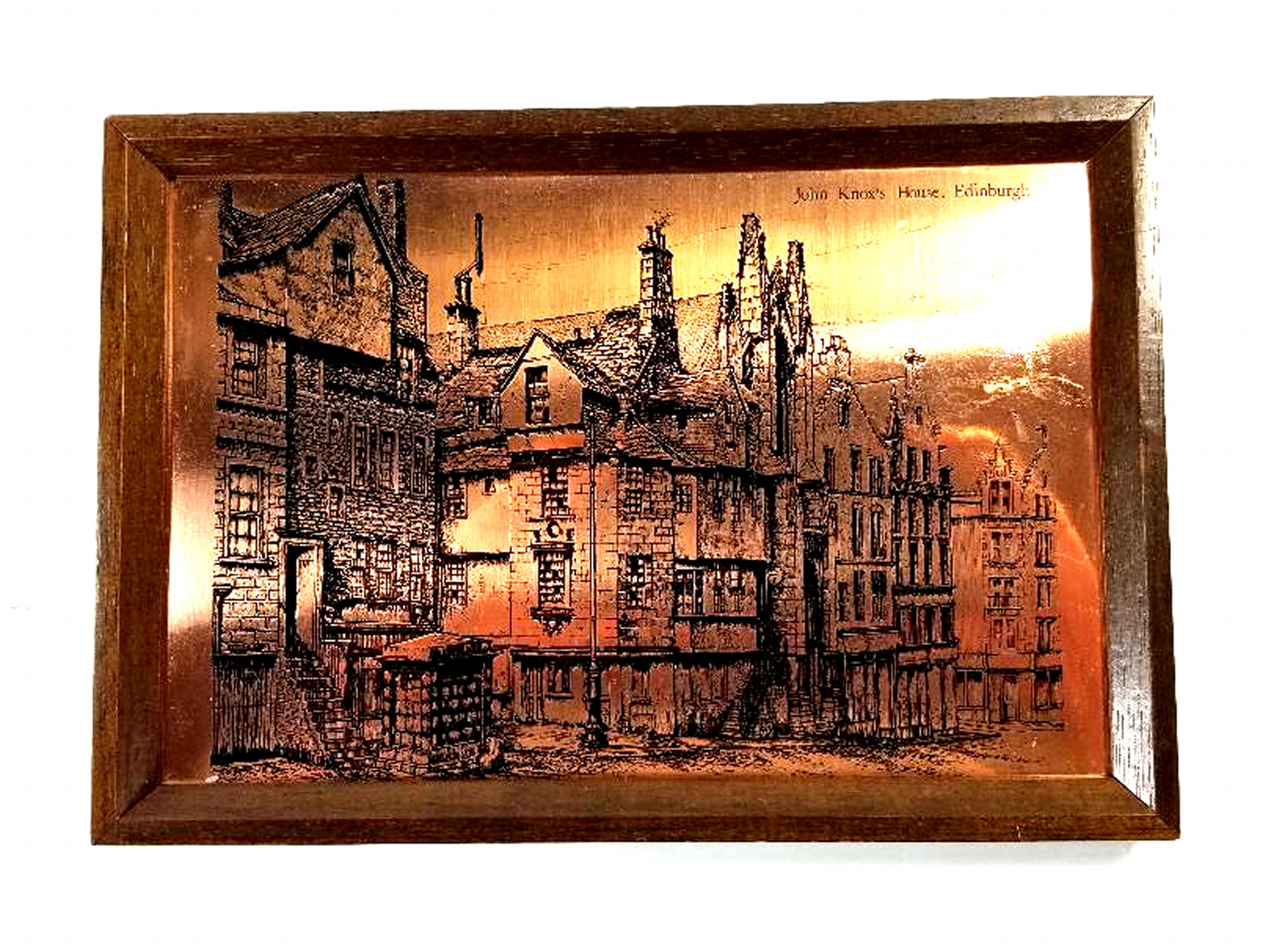 Vintage Copper Art Engraved John Nox's House, Edinborough Framed