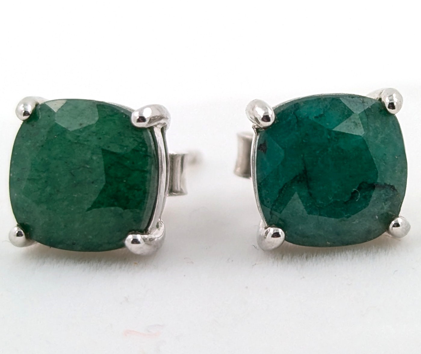 4.0 Carat Cert Emerald Silver Earrings Appraised $4,212.00