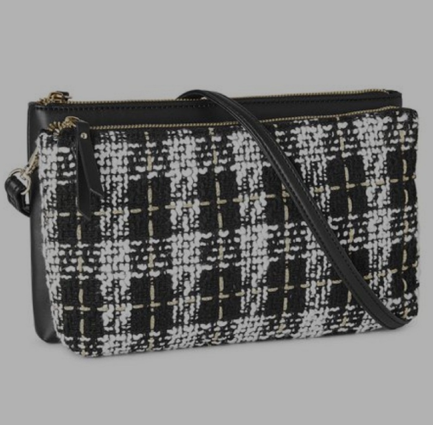 NWT Women's Double Compartment Crossbody Bag Black & White