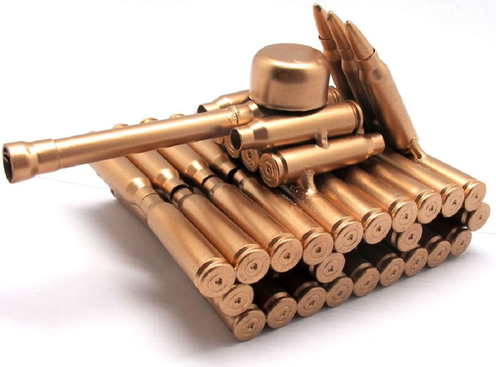 Metal Tank Sculpture Made From Shell Casings Property Room