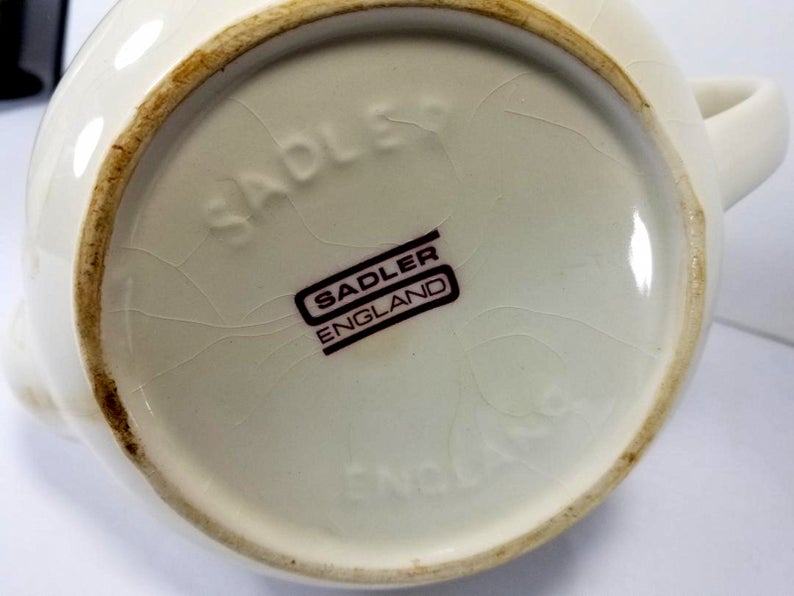 VTG Sadler England Porcelain Tea Kettle, Sugar Bowl Jug and Creamer