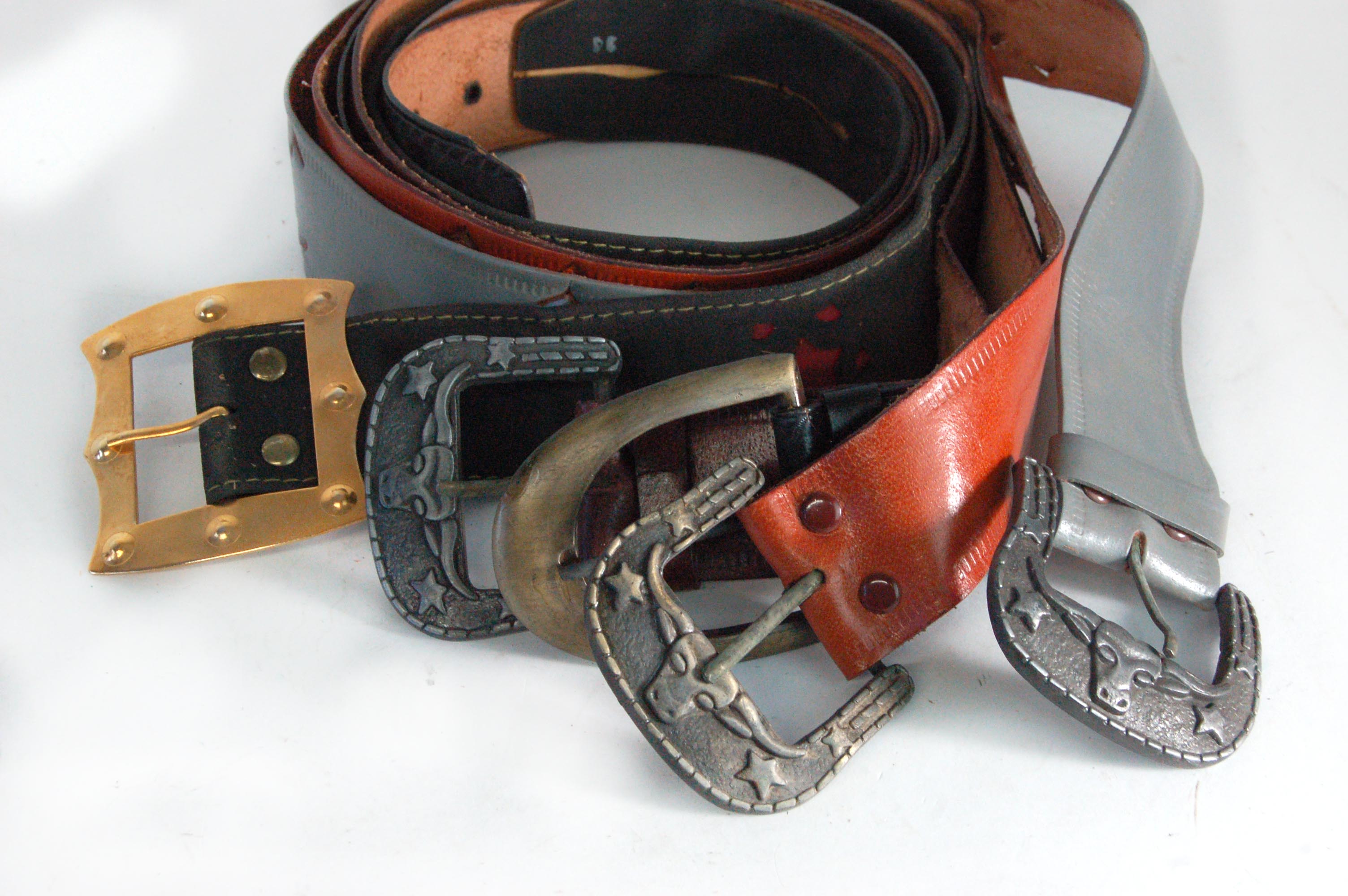 BELTS 5 Vintage Leather Cowboy Style Belts Property Room