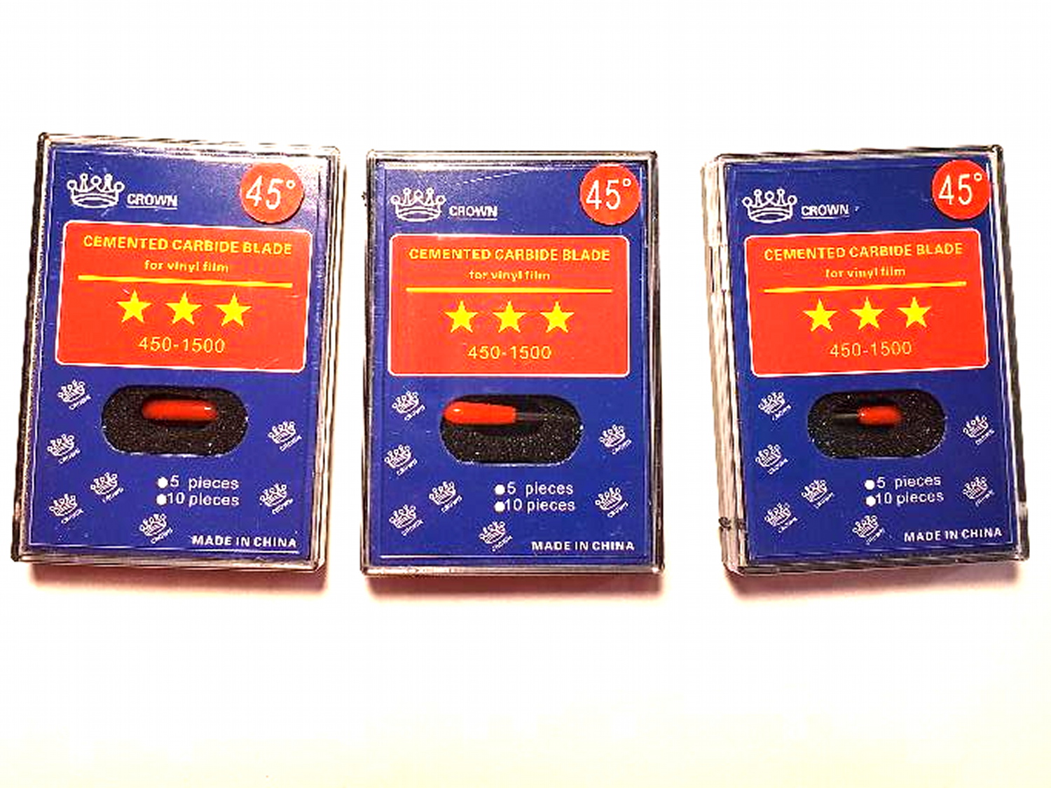 15-Pack 45° Roland Cutting Blades – Carbide Tip, 2mm Shaft, Red Cap, For Vinyl Cutters & Plotter Machines