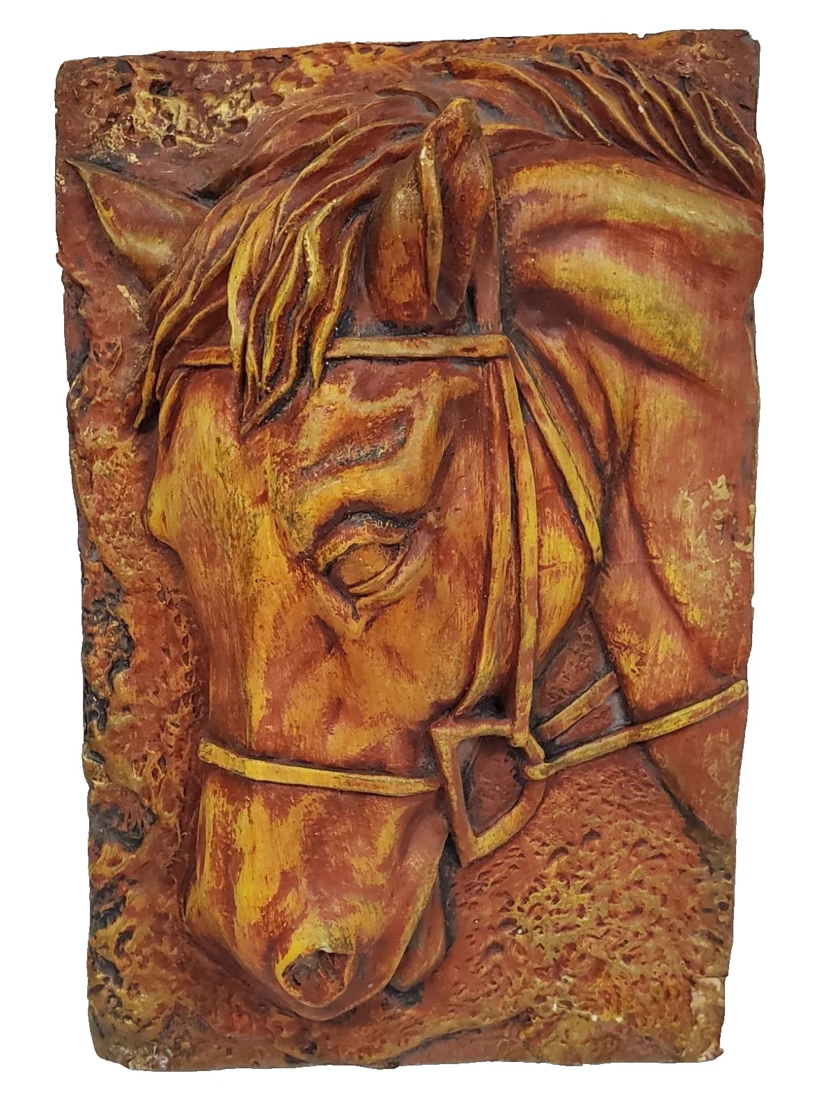 Vintage USA 3D Heavy Ceramic Horse Head Wall Plaque 10"