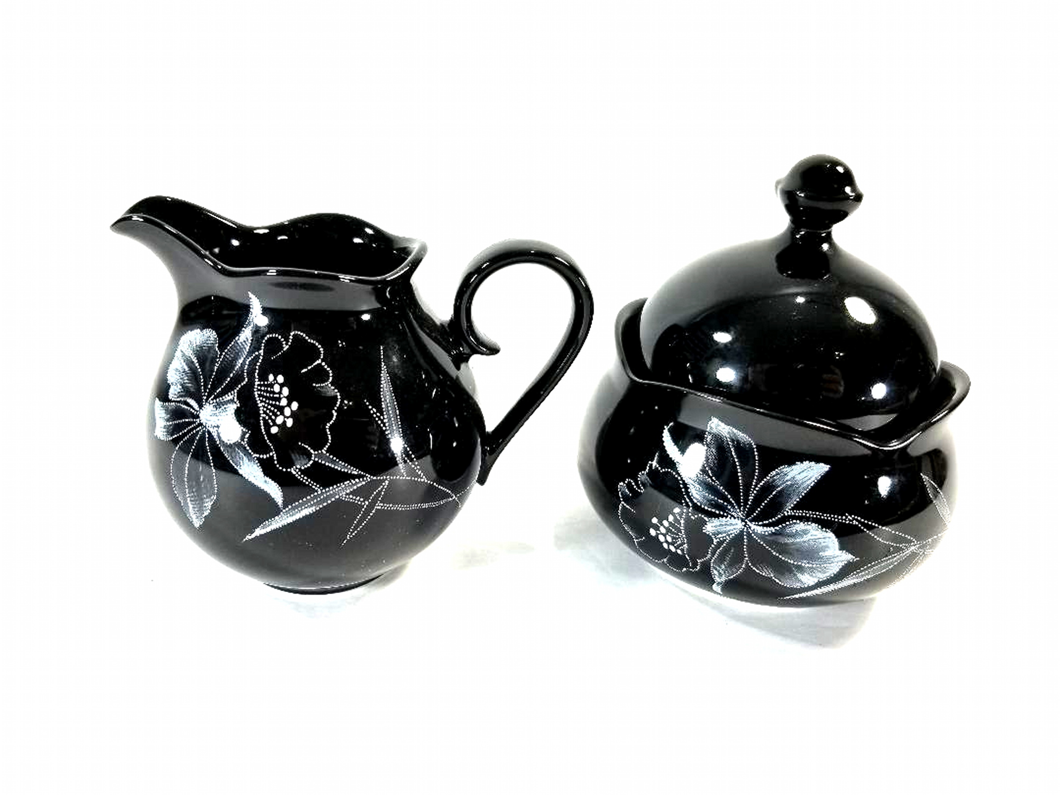 VTG Mikasa Rondo Moonlight Fine Porcelain Sugar Bowl & Creamer