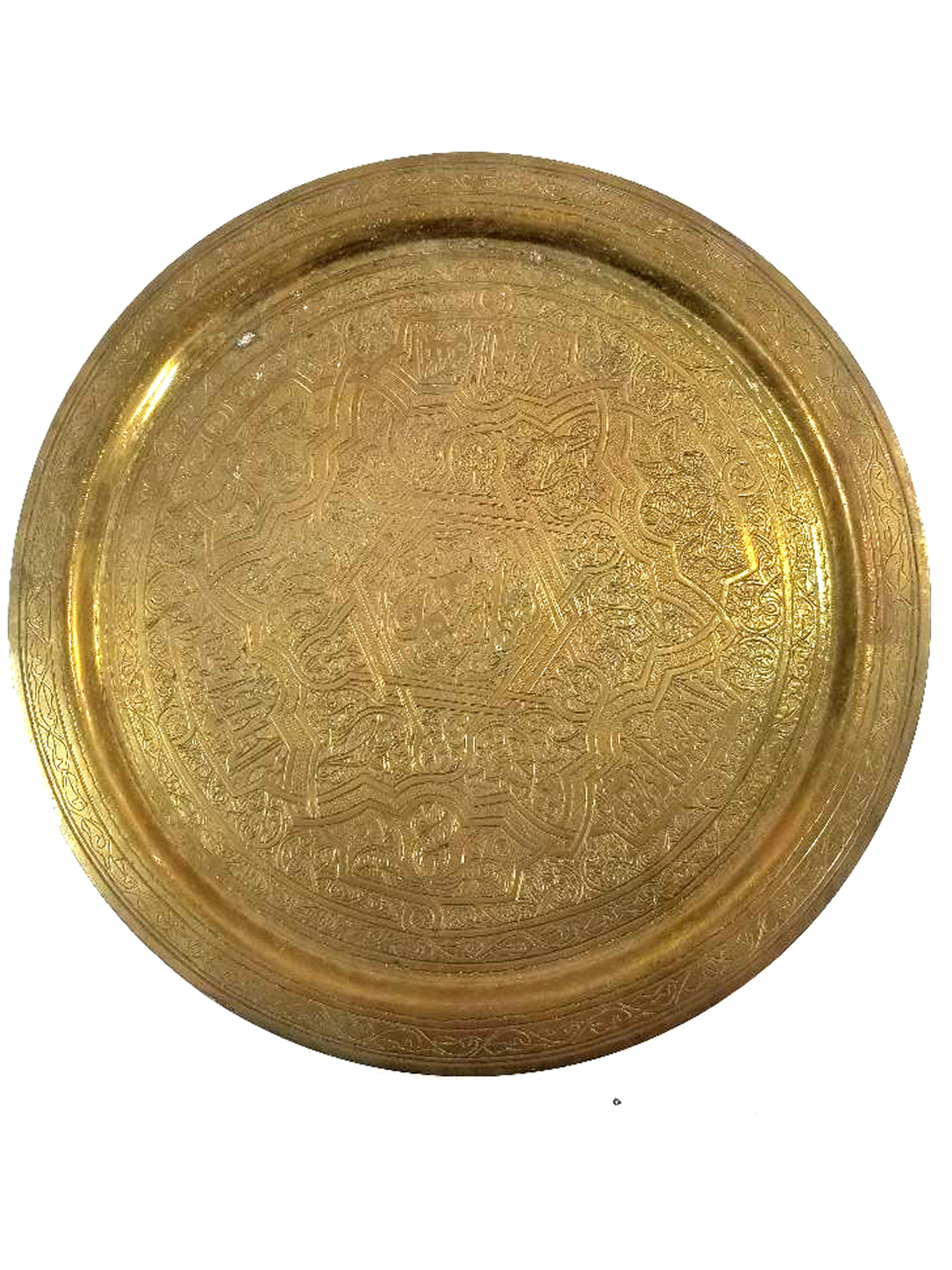 Vintage Solid Hand Made Etched Brass Tray Property Room