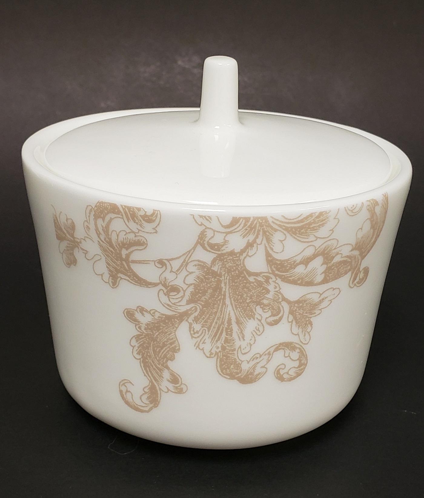 Royal Doulton "Bloom" Tan Flowers & Scrolls Bone China Sugar Bowl with Lid