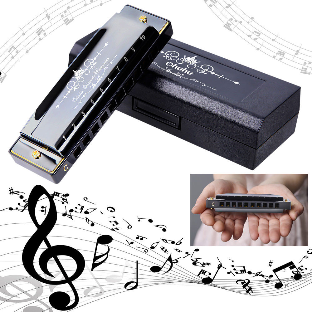 Ohuhu Harmonica Key of C 10 Holes Musical Instrument Accessories with
