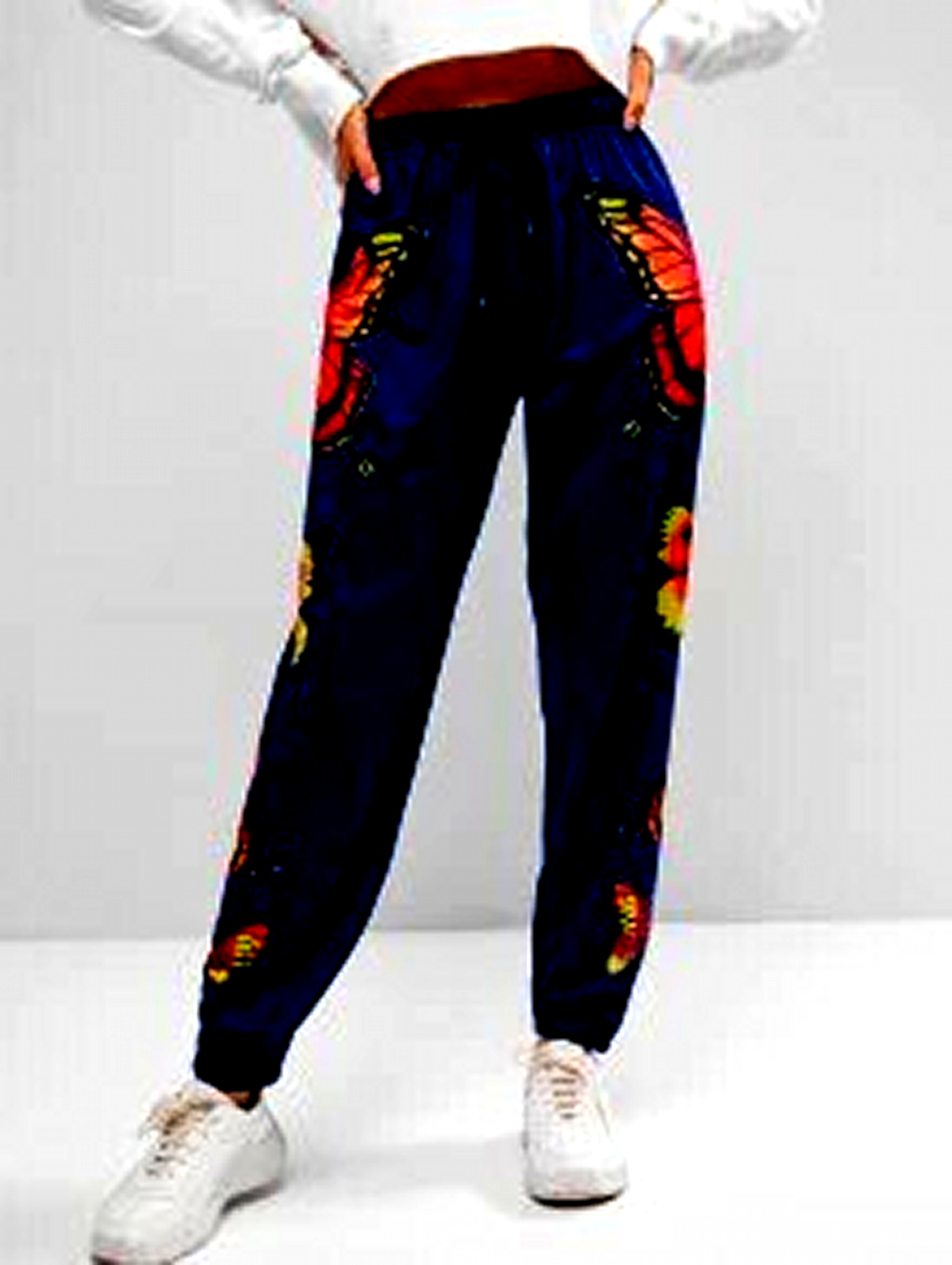 Blue And Pink Butterfly Print Men's Joggers main image 0