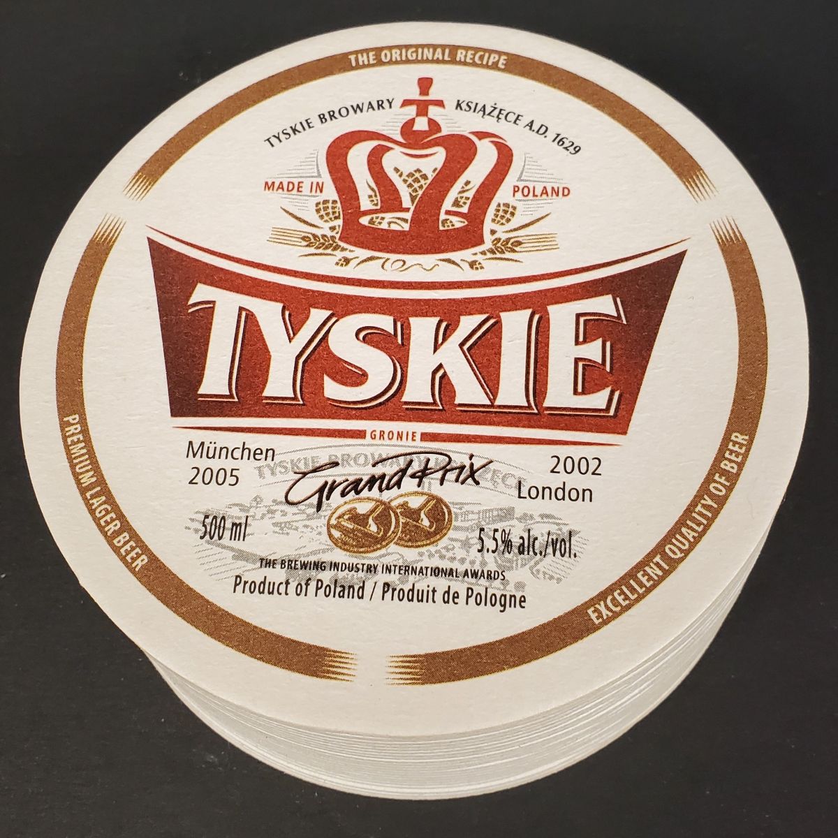 Vintage TYSKIE Poland 4" Round Beer Coasters 20PC Lot