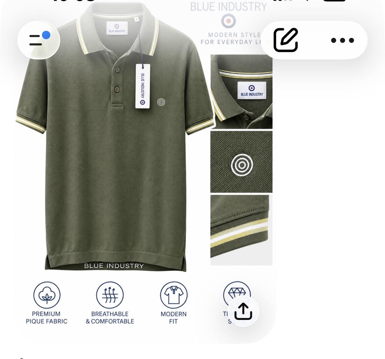 Men's Polo Sz Medium By Blue Industry