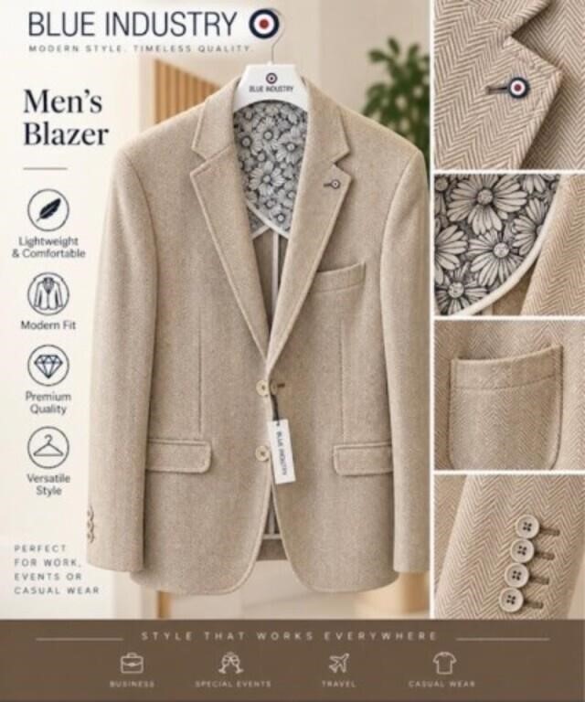 Men's Jacket Sz 40 By Blue Industry Compare at $375.00