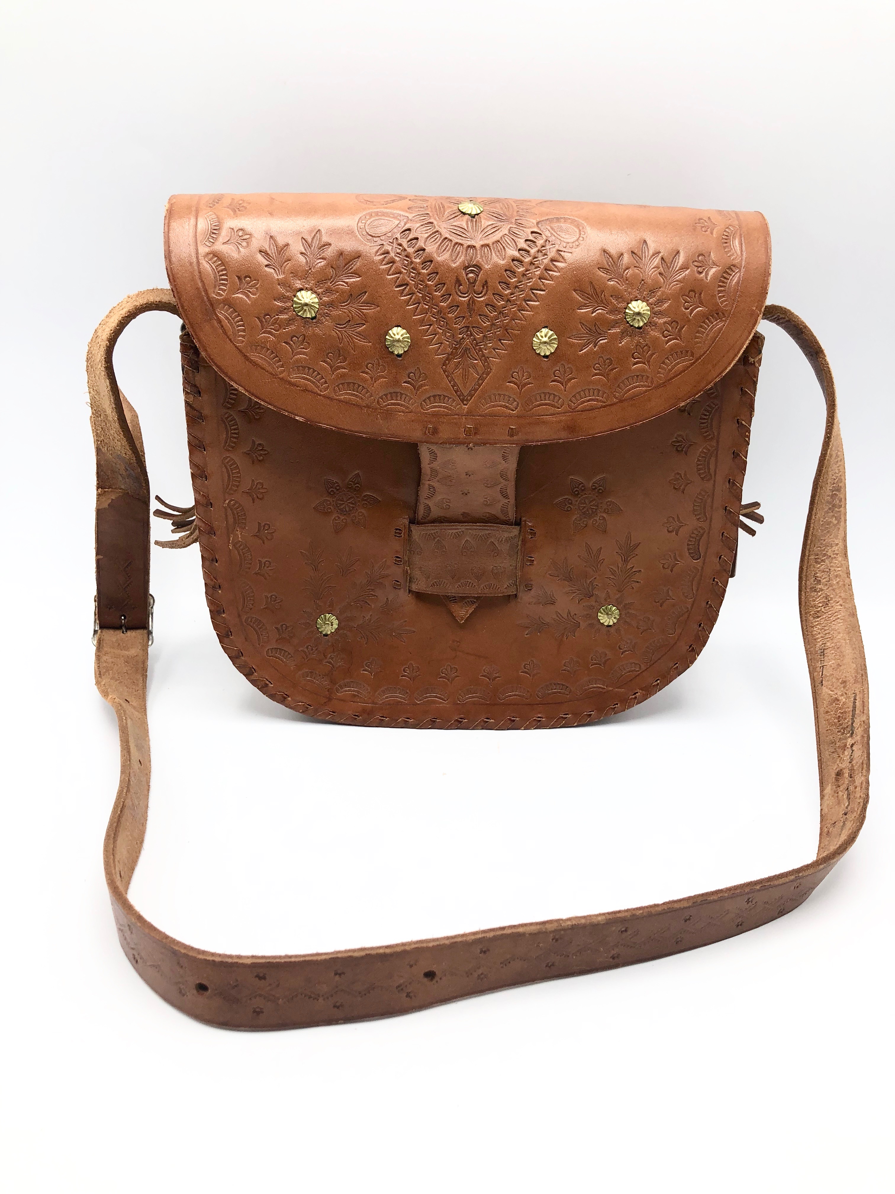 Brown Leather Shoulder Saddle Bag Style Purse Property Room