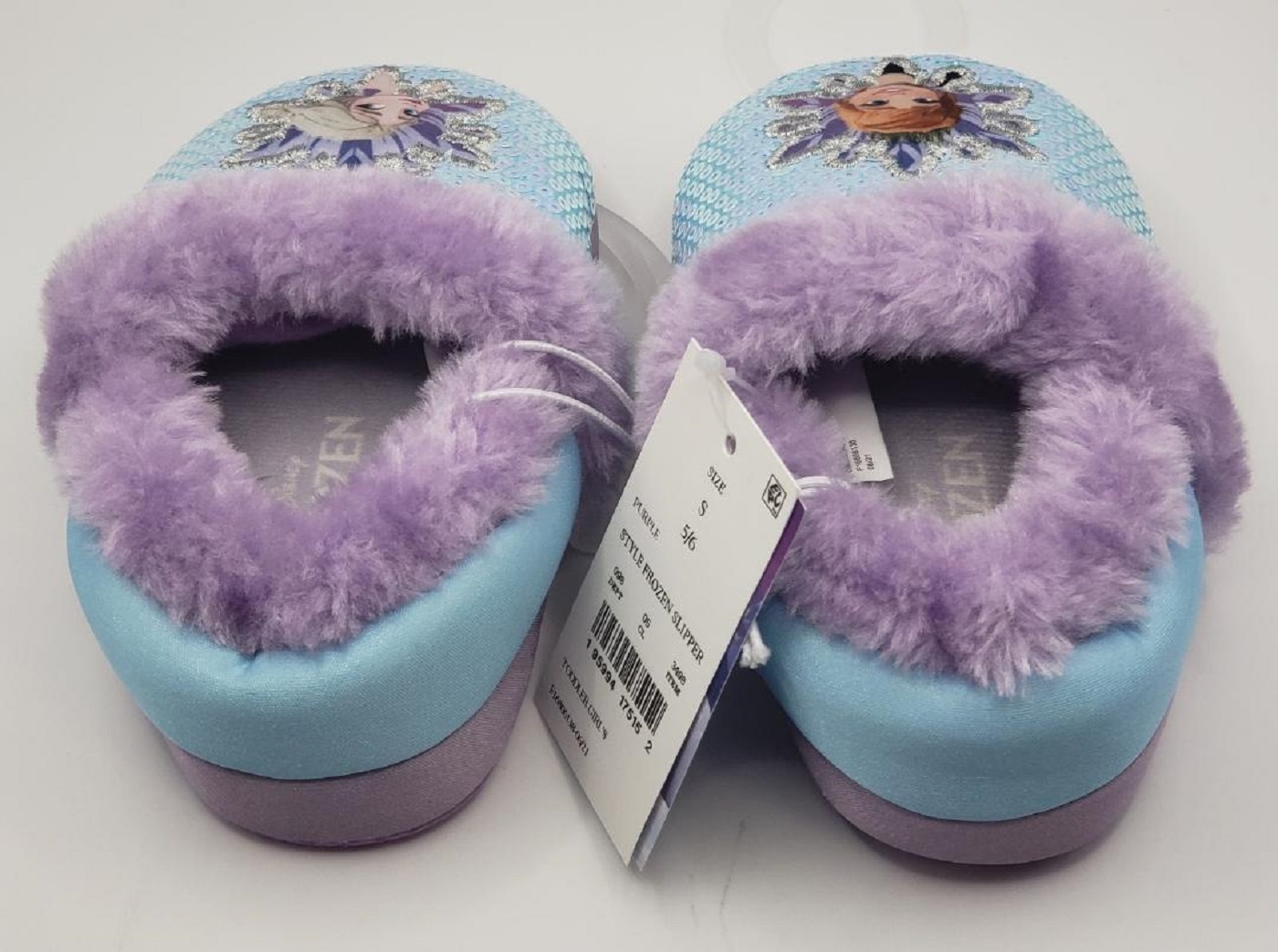 NWT Toddler's Disney Frozen Elsa & Anna Sequin Slippers Sz S (56