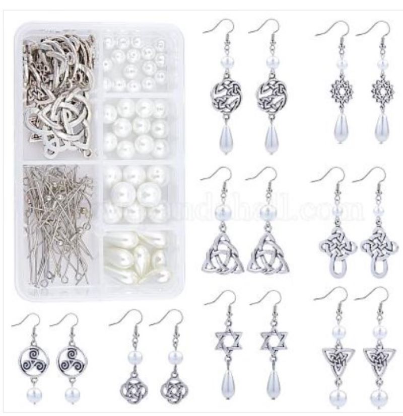 SUNNYCLUE DIY Muschel-Ohrring-Set – 10 Paare Inkl. Anhänger, Perlen, Haken & Geschenkbox