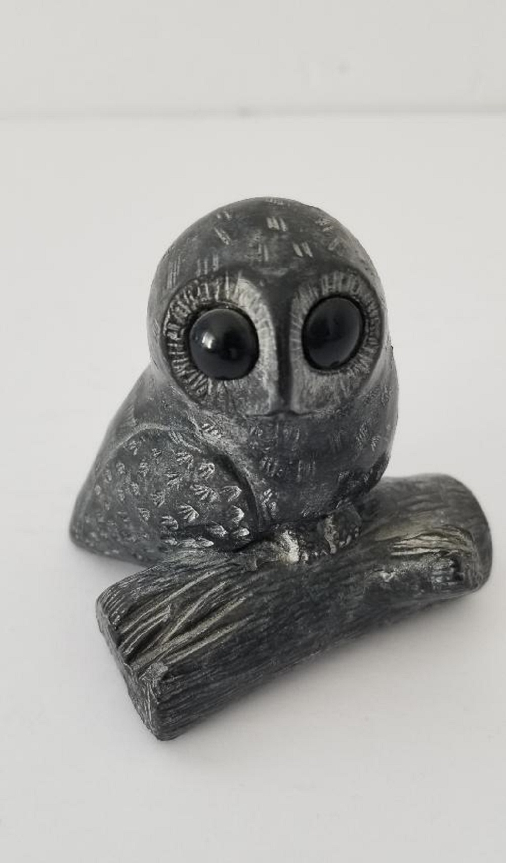 Big Eyes Soapstone Owl Figurine Carved Stone Property Room