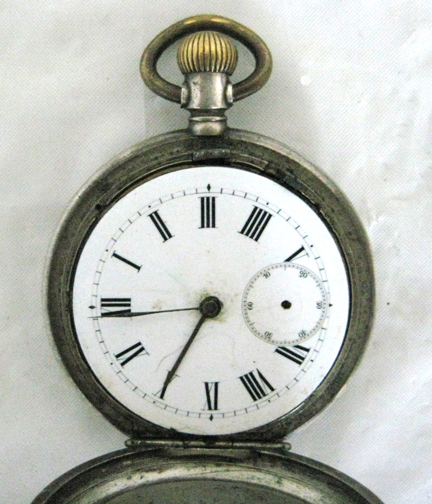 Vintage Coin Silver Pocket Watch Circa 1950's Property Room