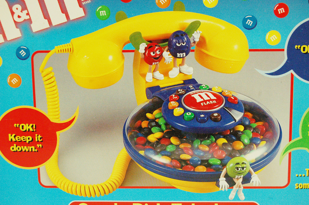 00' M&M's Candy Dish Telephone 電話機 箱付美品 M&M's TELEPHONE CANDY DISPENSER MM COLLECTIBLE Boxed (New