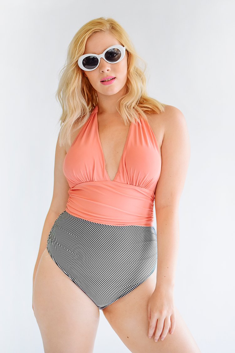 NWT One Piece Striped Bathing Suit XXL Property Room